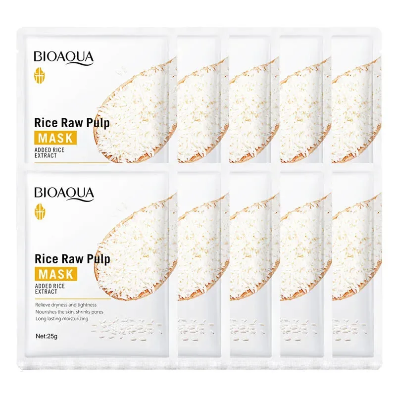 5 / 10 Piece Rice Raw Pulp Facial Masks Moisturizing Firming Hydrating