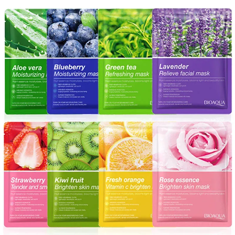 8 Piece Fruit Face Mask Set For Hydrating & Anti Aging Skin
