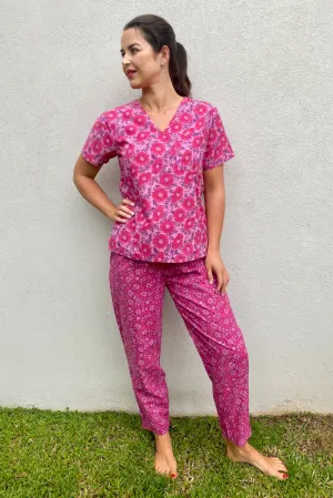 Pink Floral Scrub/Jogger Pants