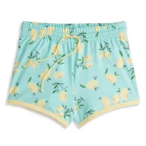 Printed Bayshore Swim Trunk -- Teal Lemons