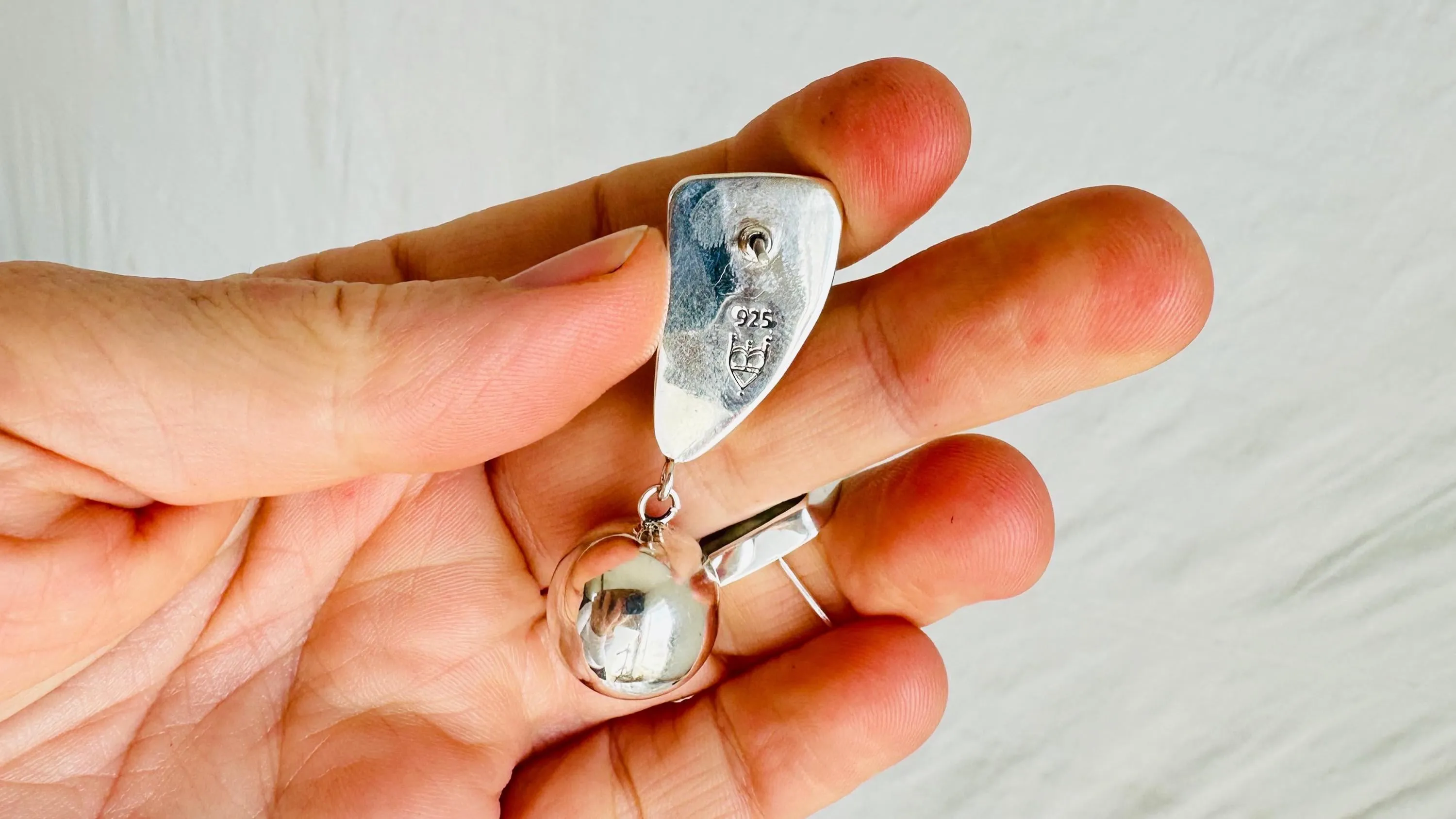 Serpentine and Silver Sphere Earrings. Handmade Designer Sterling Jewelry. 4195