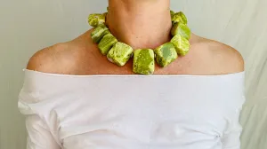 Serpentine Necklace. Large Organic Shapes. Sterling Silver. 0743