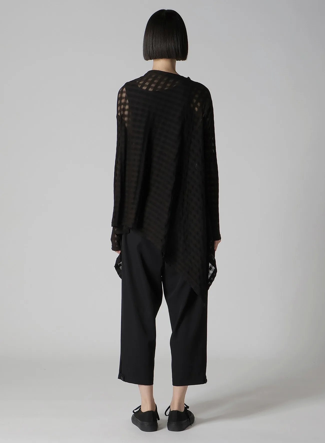 SHEER PLAID JACQUARD FLARE CARDIGAN