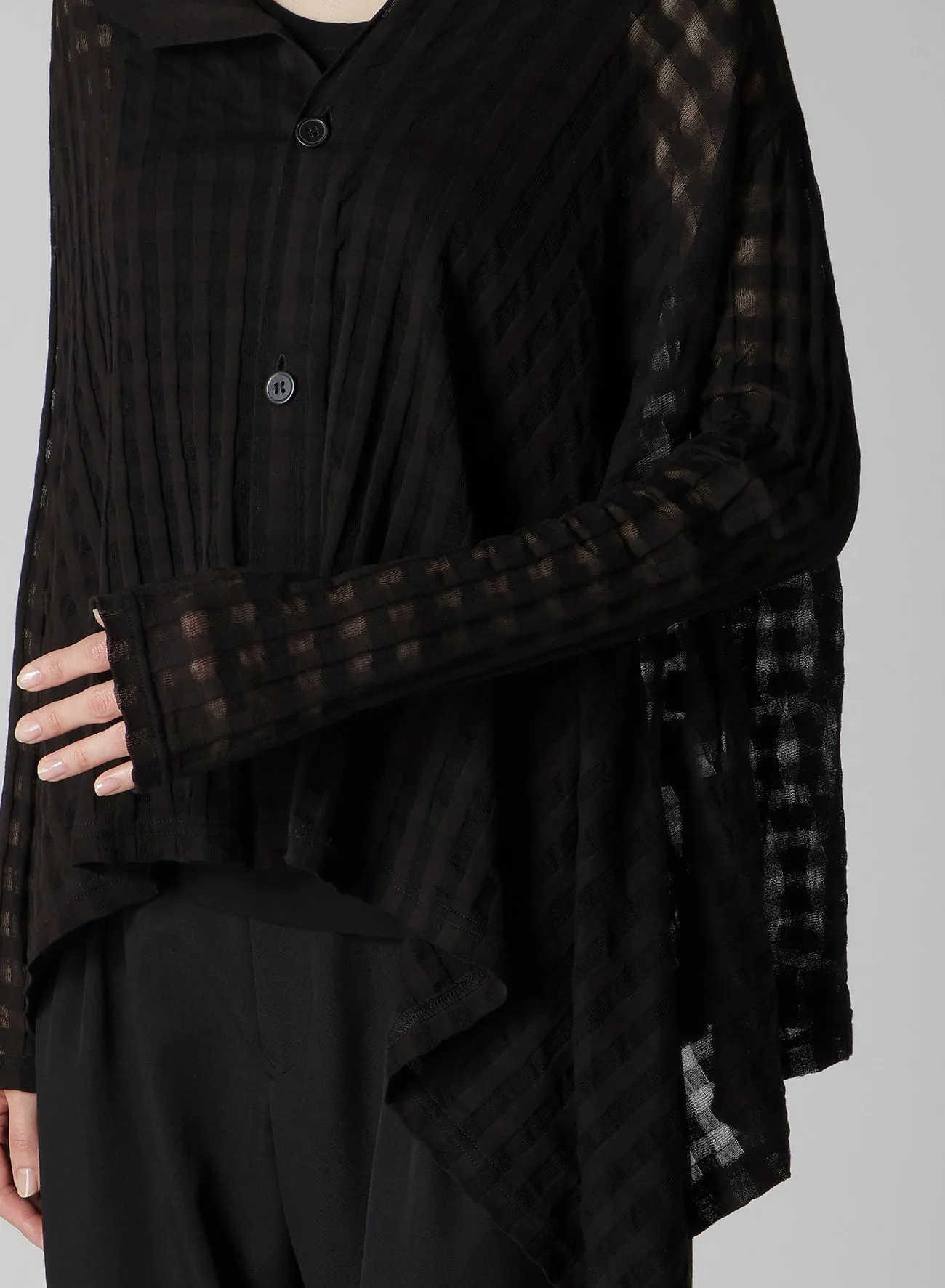 SHEER PLAID JACQUARD FLARE CARDIGAN