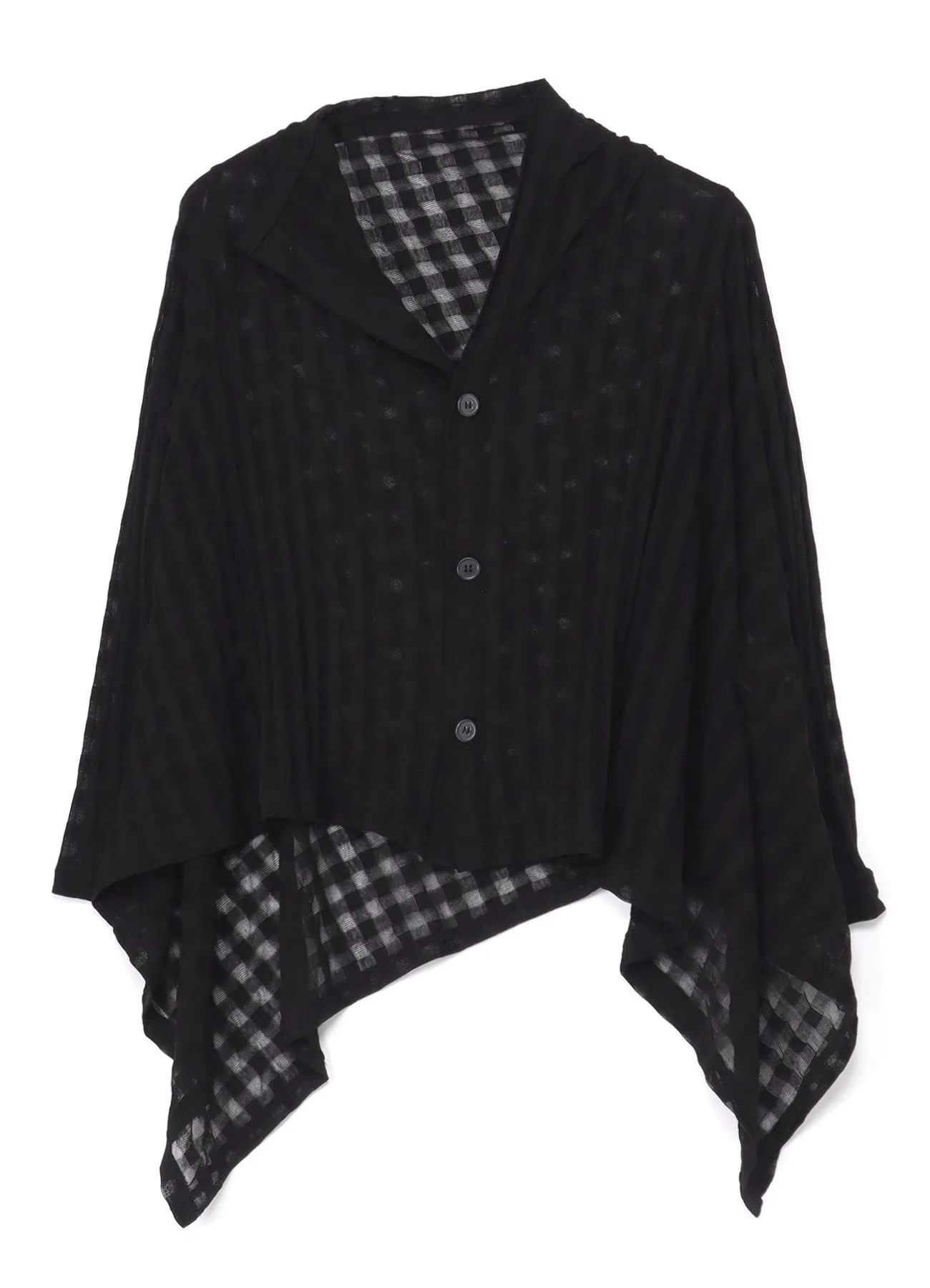 SHEER PLAID JACQUARD FLARE CARDIGAN